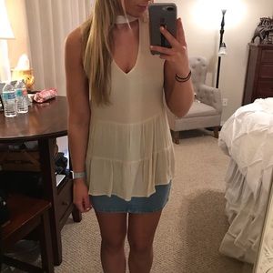 Flowy Cut Out Tan Tank